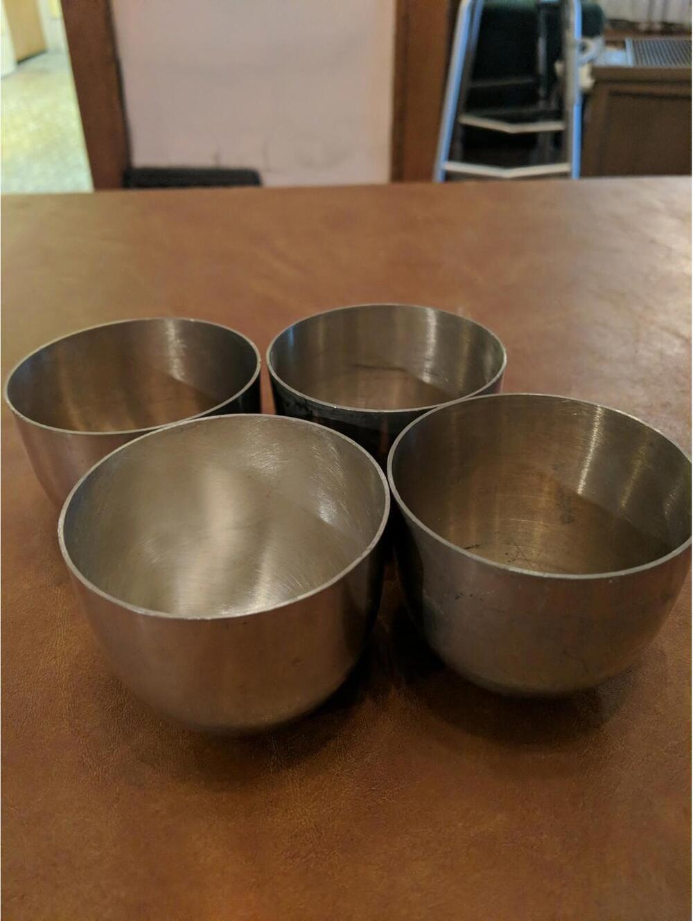 Set 4 Vintage Kirk Stieff 8oz Thomas Jefferson Cups Brushed Pewter P-50